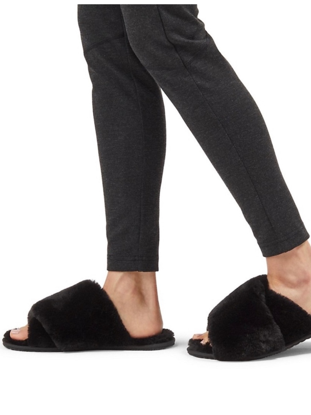 Sorel Go Mail Run Faux Fur Suede Slippers - Black - 9 - NWOT